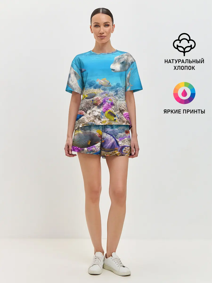 Женская пижама с шортами / Морской мир