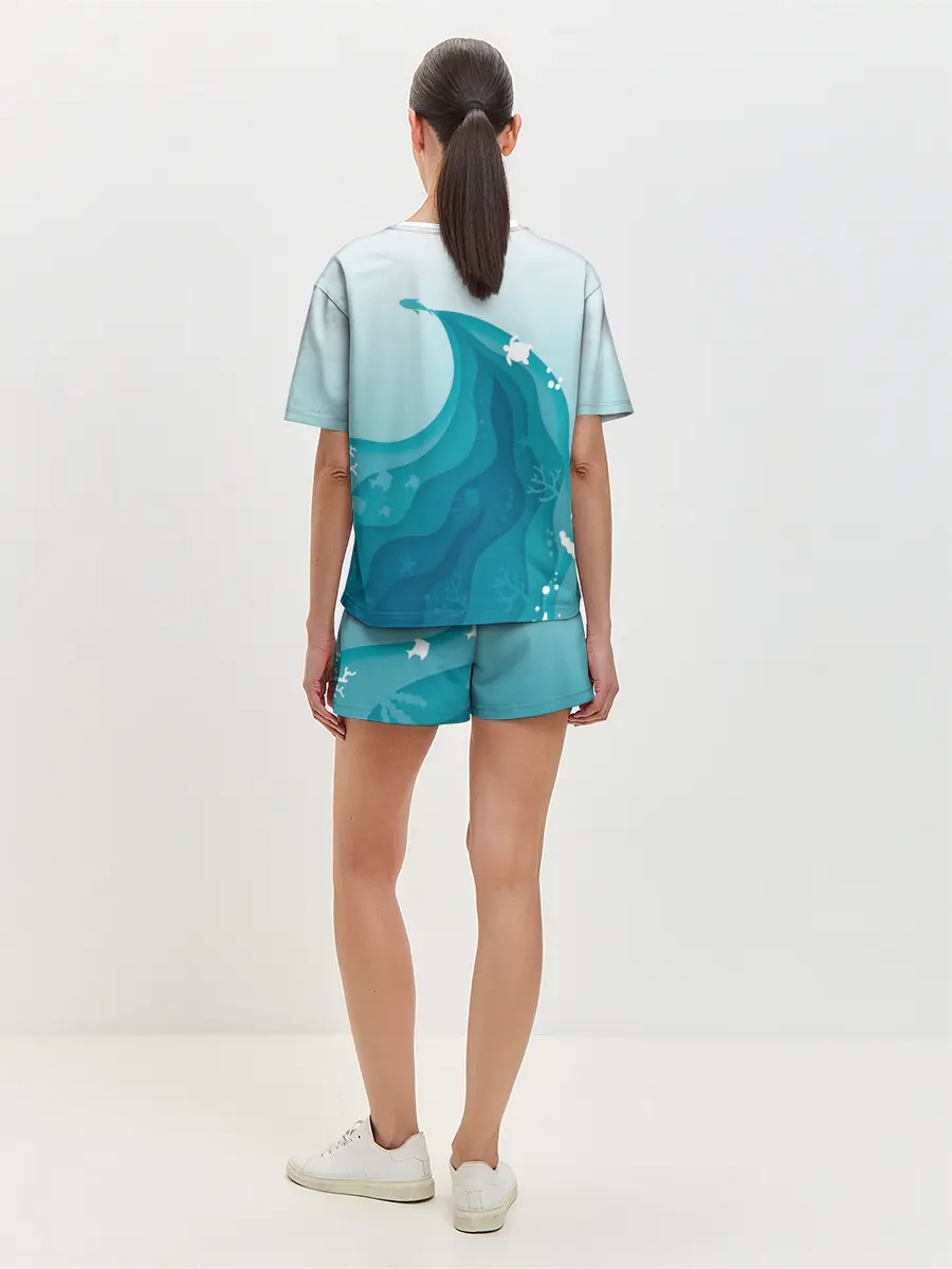 Женская пижама с шортами / Морские жители