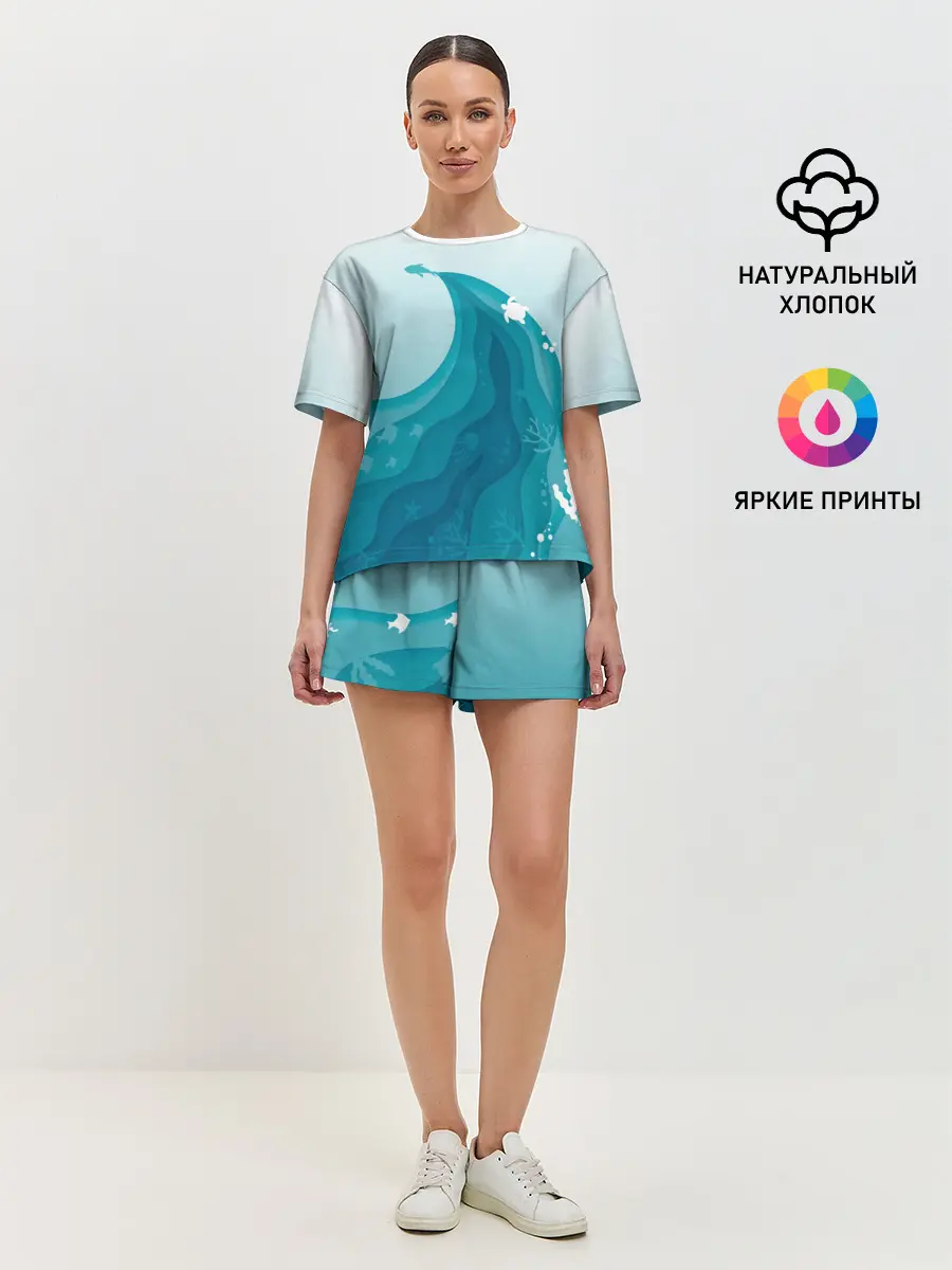 Женская пижама с шортами / Морские жители