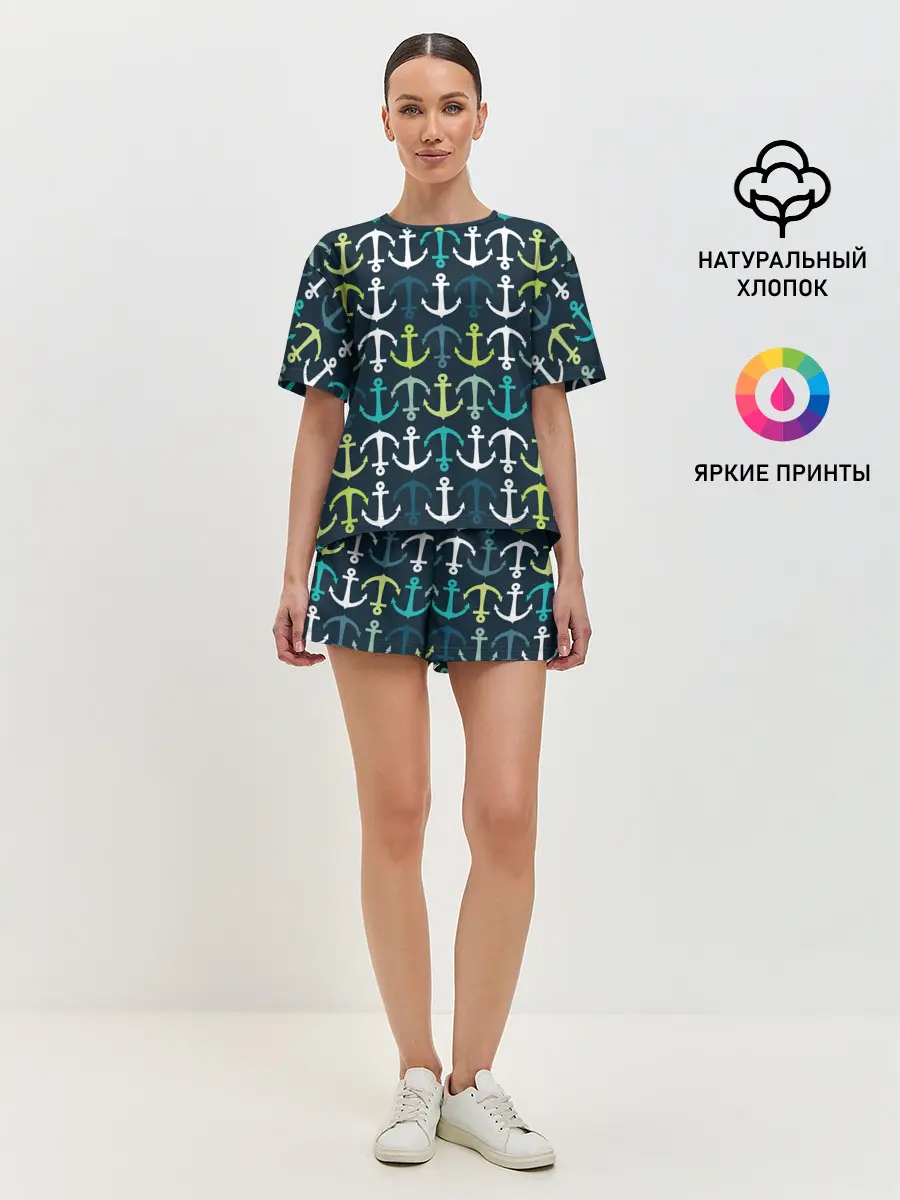 Женская пижама с шортами / Якоря