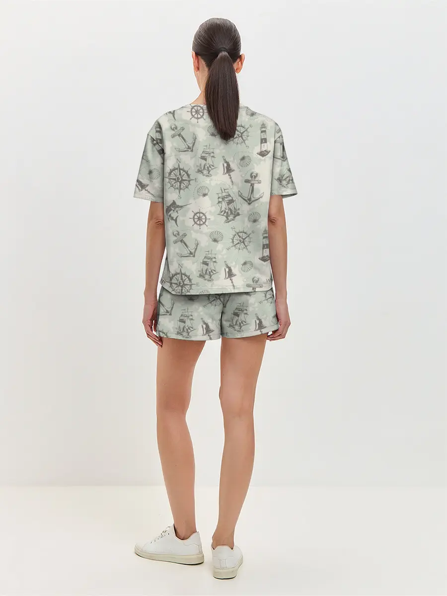 Женская пижама с шортами / Морская карта