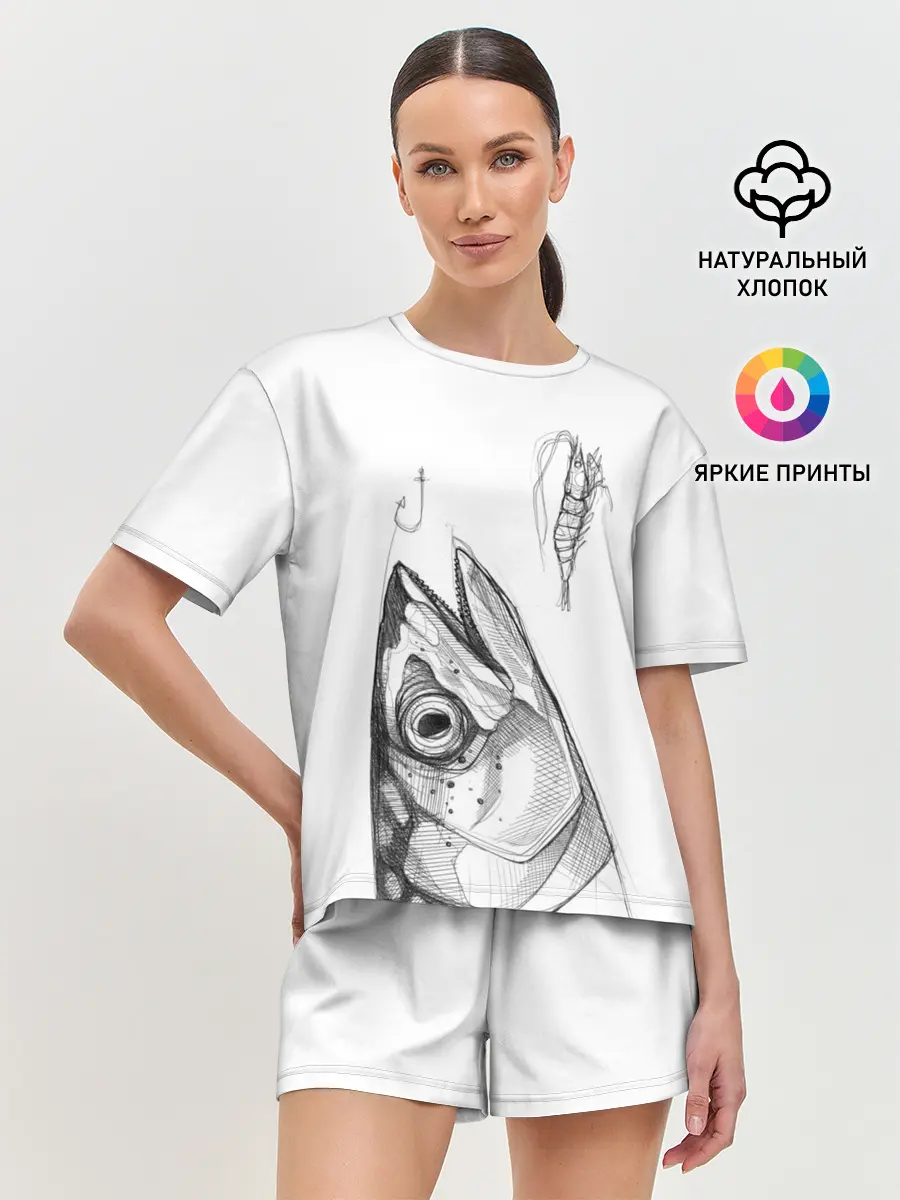 Женская пижама с шортами / рыбка