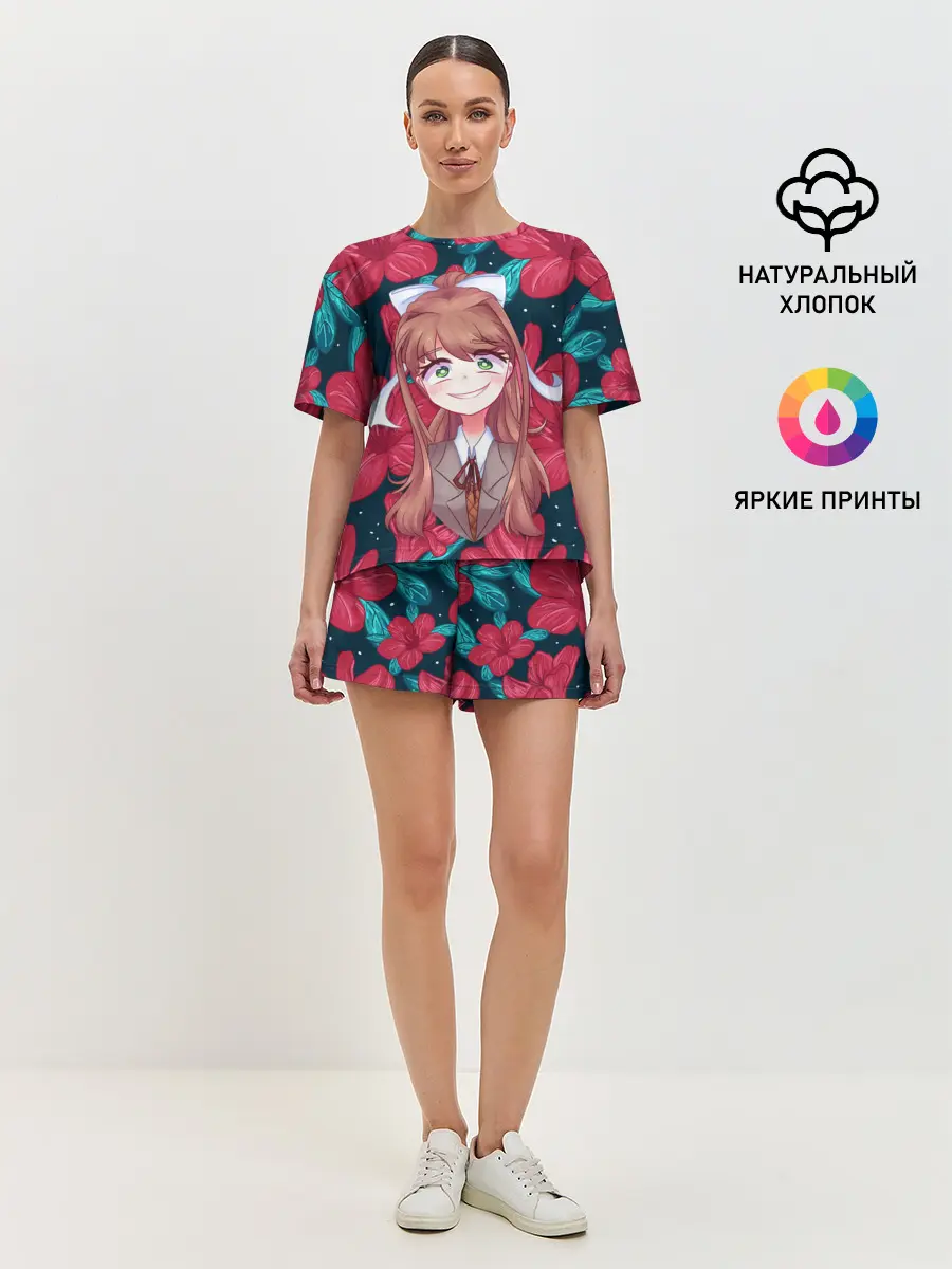 Женская пижама с шортами / Моника в цветах