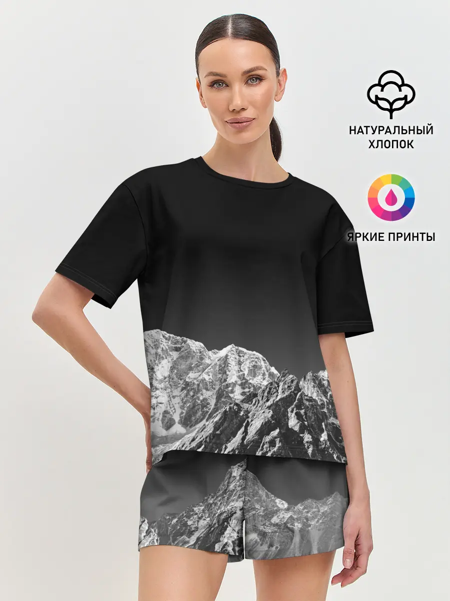 Женская пижама с шортами / ГОРЫ В МОЕМ СЕРДЦЕ | КАМУФЛЯЖ