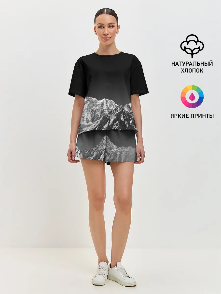 Женская пижама с шортами / ГОРЫ В МОЕМ СЕРДЦЕ | КАМУФЛЯЖ