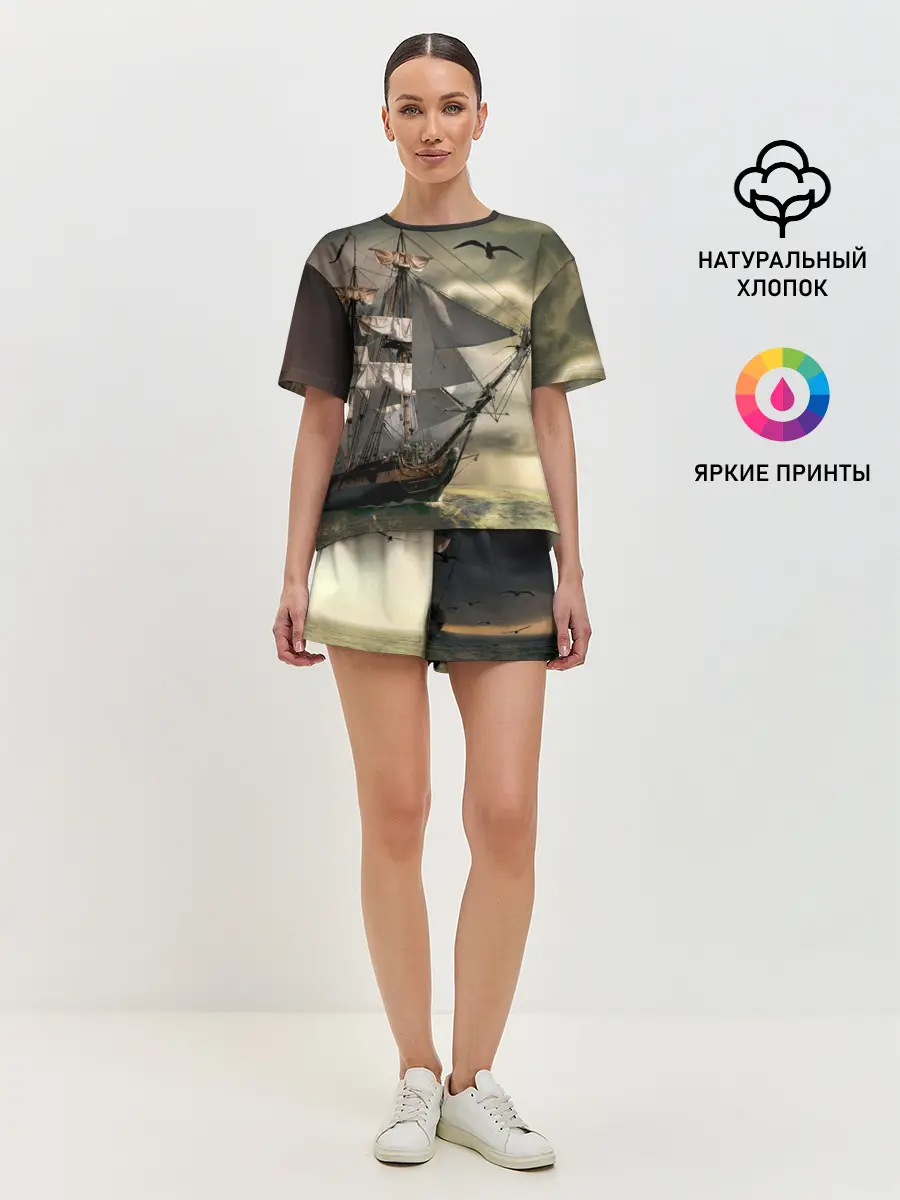 Женская пижама с шортами / Парусник
