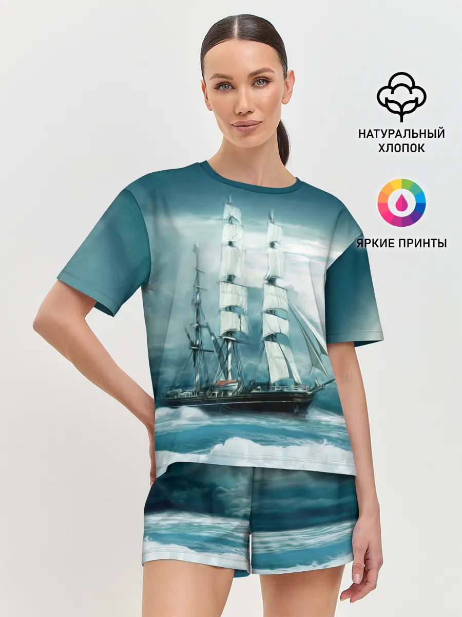 Женская пижама с шортами / Парусник