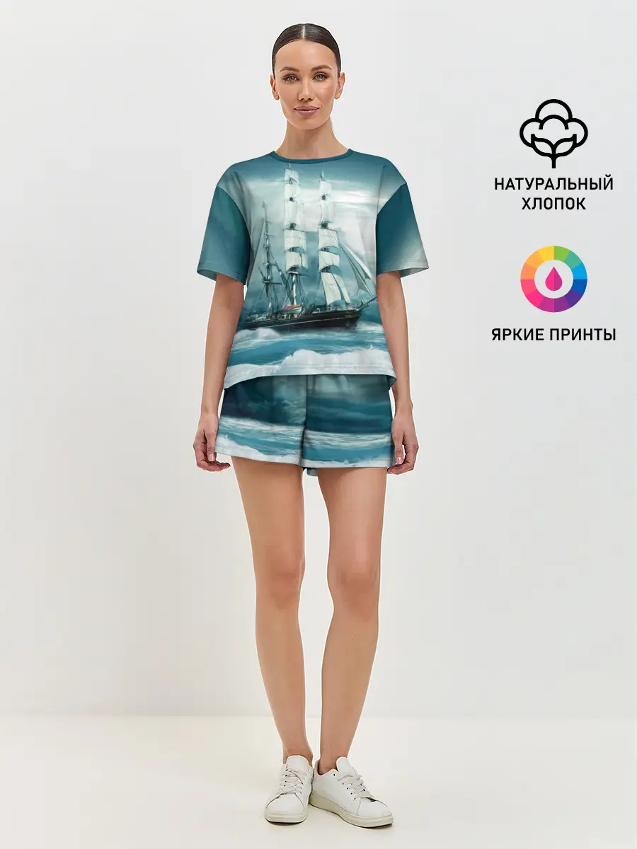 Женская пижама с шортами / Парусник
