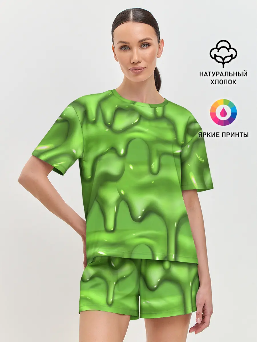Женская пижама с шортами / Green Slime