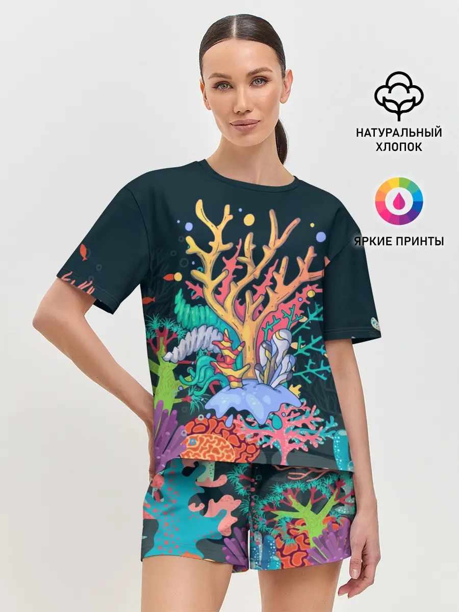 Женская пижама с шортами / Морской пейзаж