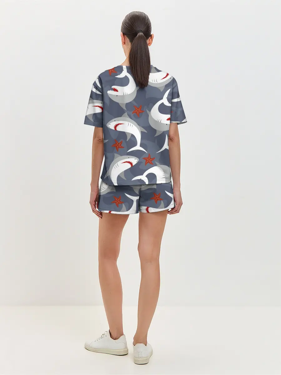Женская пижама с шортами / Акулы