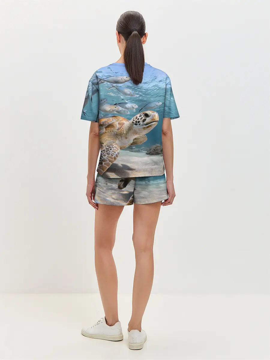 Женская пижама с шортами / Морская черепаха
