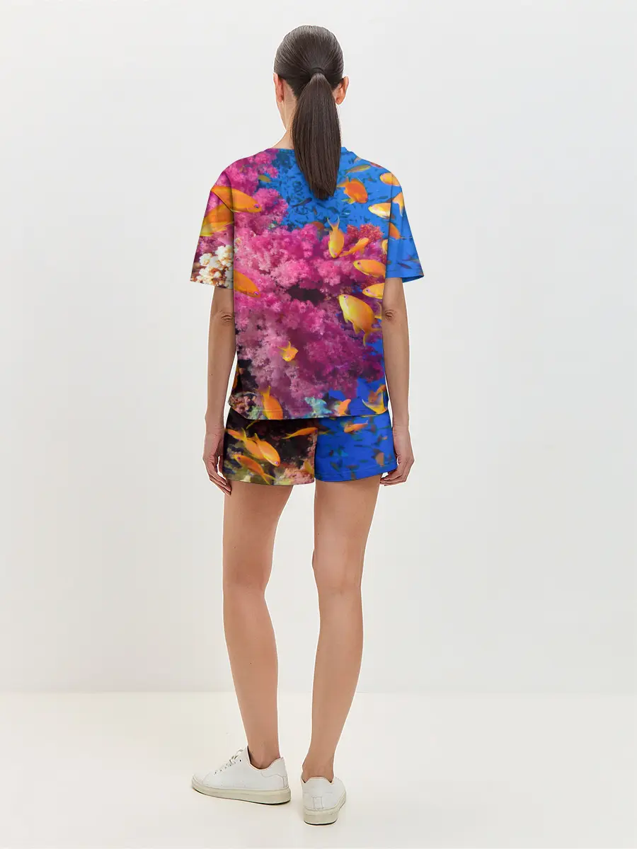 Женская пижама с шортами / Коралловые рыбки