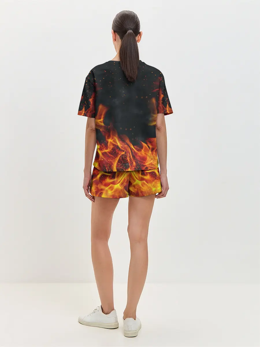 Женская пижама с шортами / РОБЕРТ ЛЕВАНДОВСКИ / ОГОНЬ