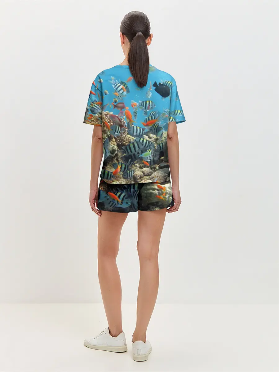 Женская пижама с шортами / Коралловые рыбки