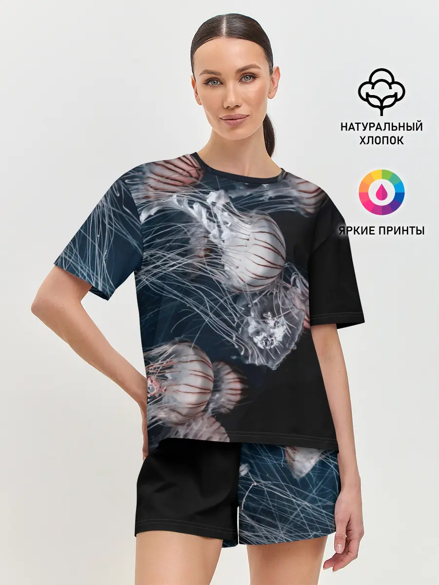 Женская пижама с шортами / Медузы