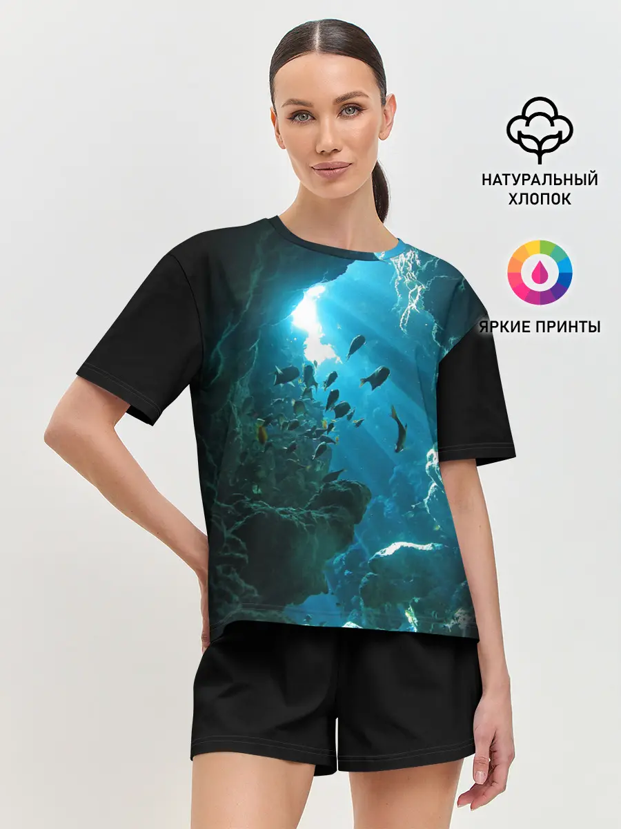 Женская пижама с шортами / Коралловые рыбки