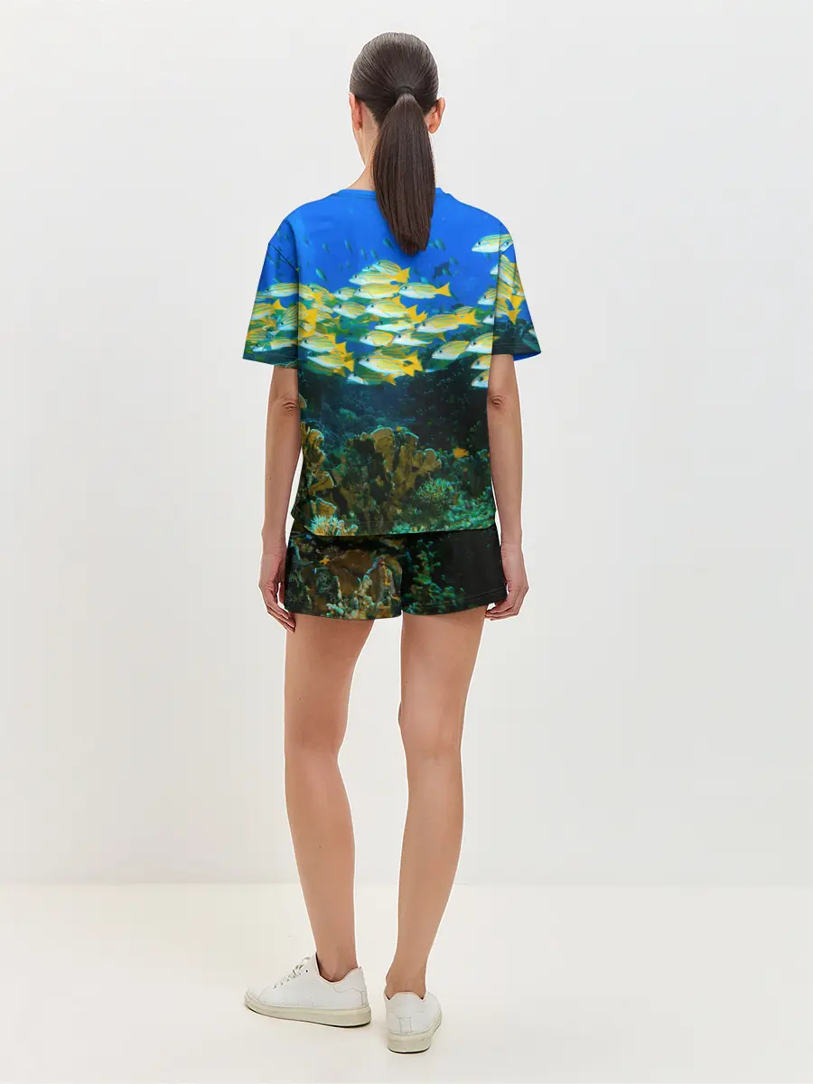 Женская пижама с шортами / Коралловые рыбки