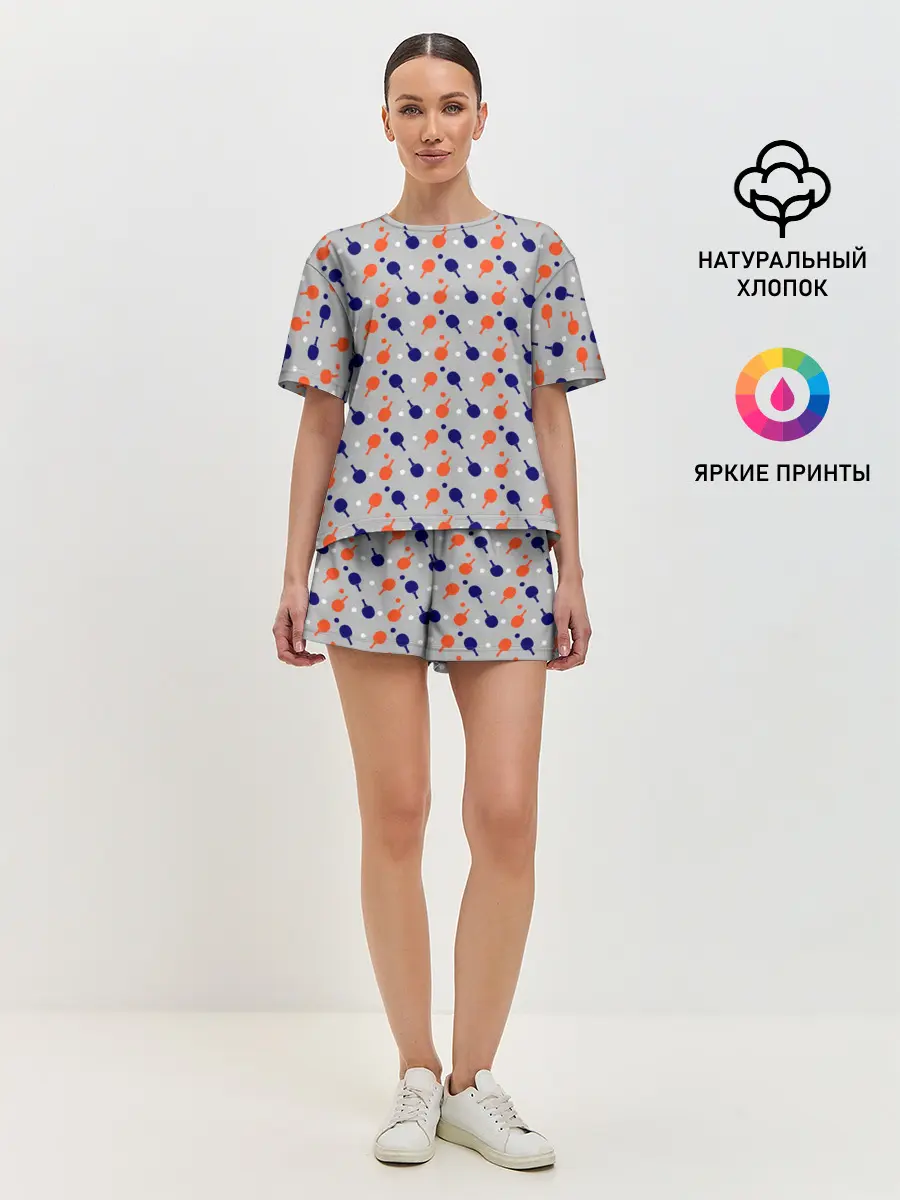 Женская пижама с шортами / Пинг-понг