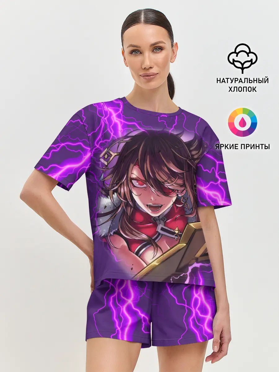Женская пижама с шортами / GENSHIN IMPACT / МОЛНИЯ