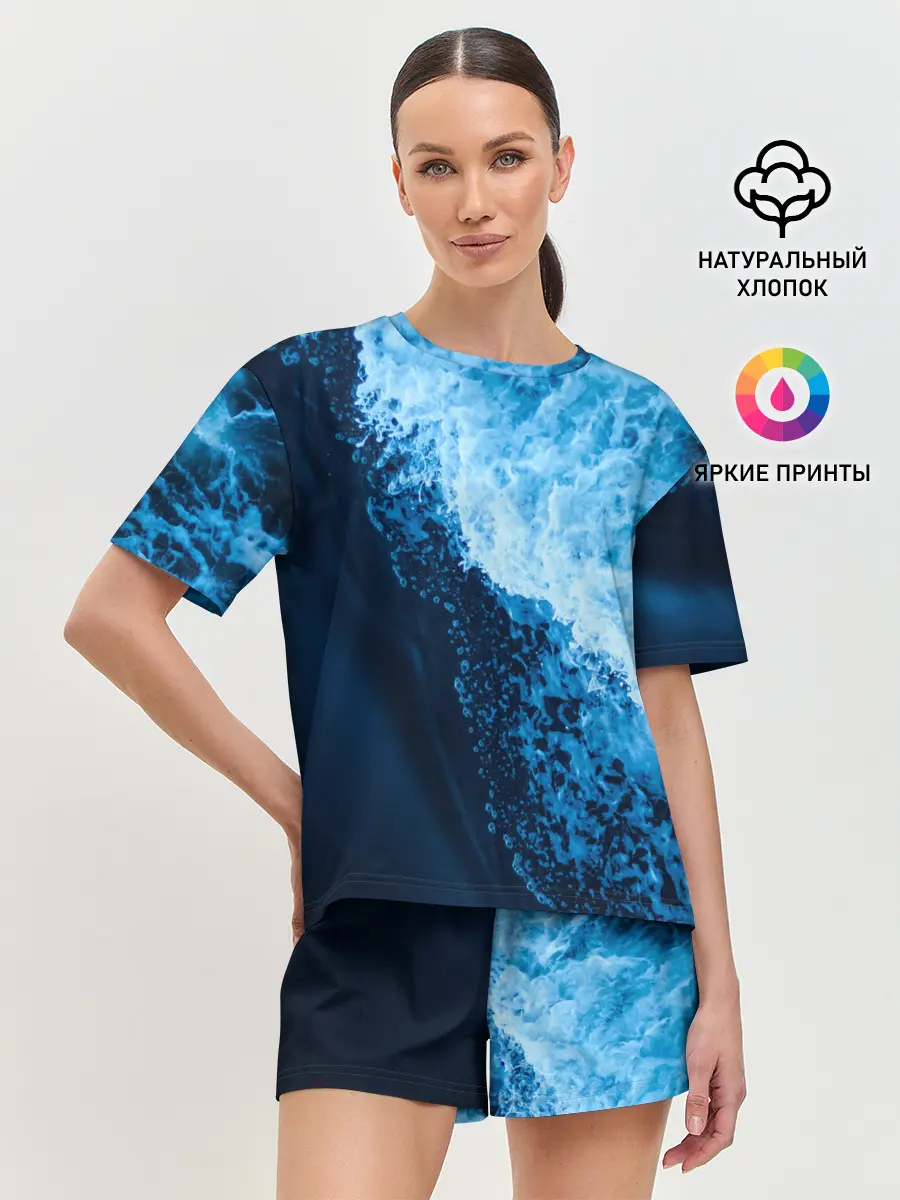 Женская пижама с шортами / море