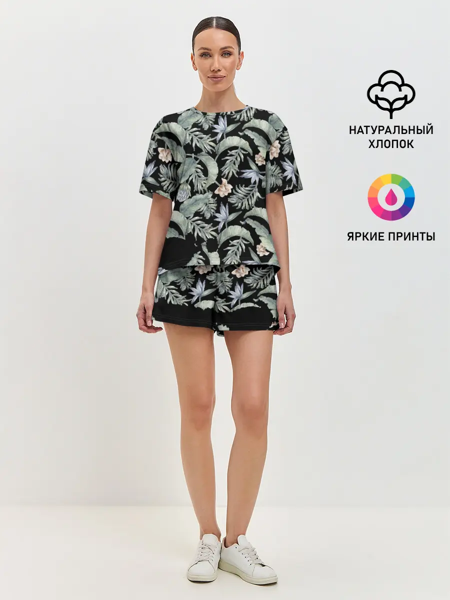 Женская пижама с шортами / Summer leaves
