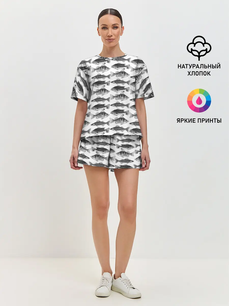 Женская пижама с шортами / рыбки