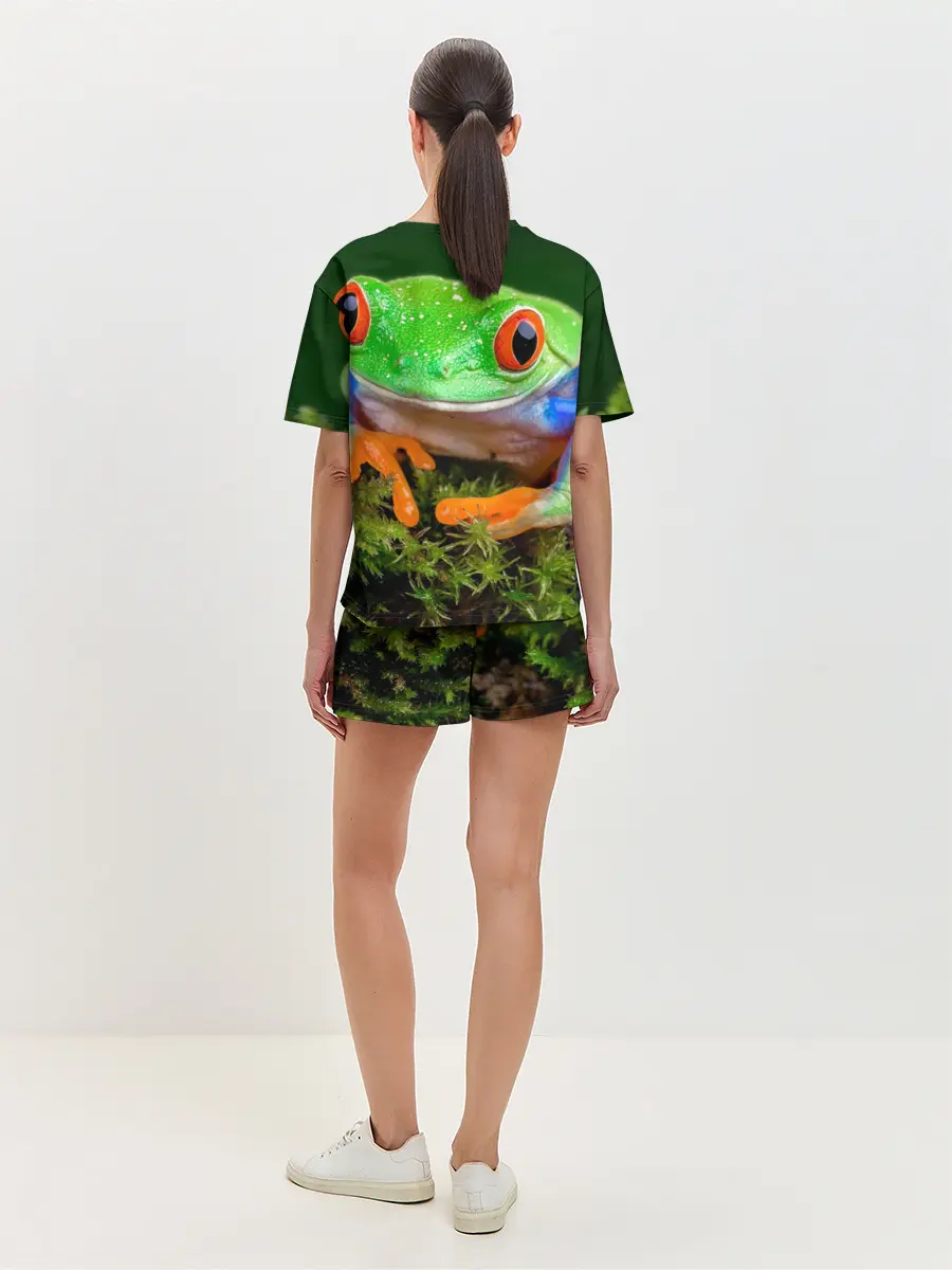 Женская пижама с шортами / Тропическая лягушка