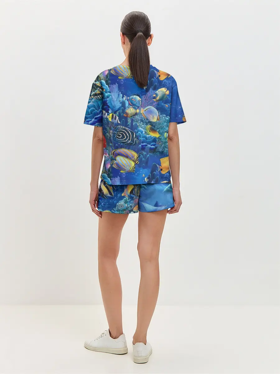 Женская пижама с шортами / Коралловые рыбки
