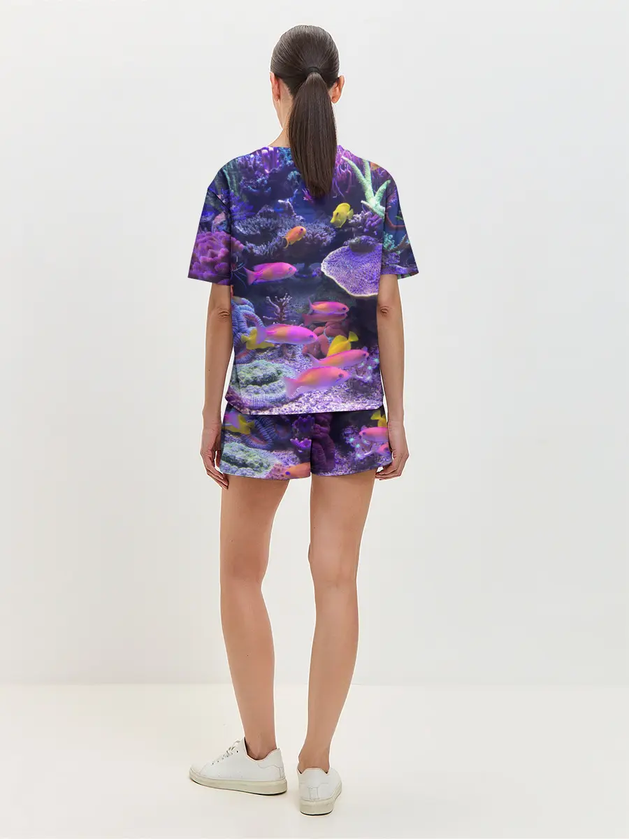 Женская пижама с шортами / Коралловые рыбки