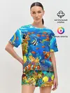 Женская пижама с шортами / Коралловые рыбки