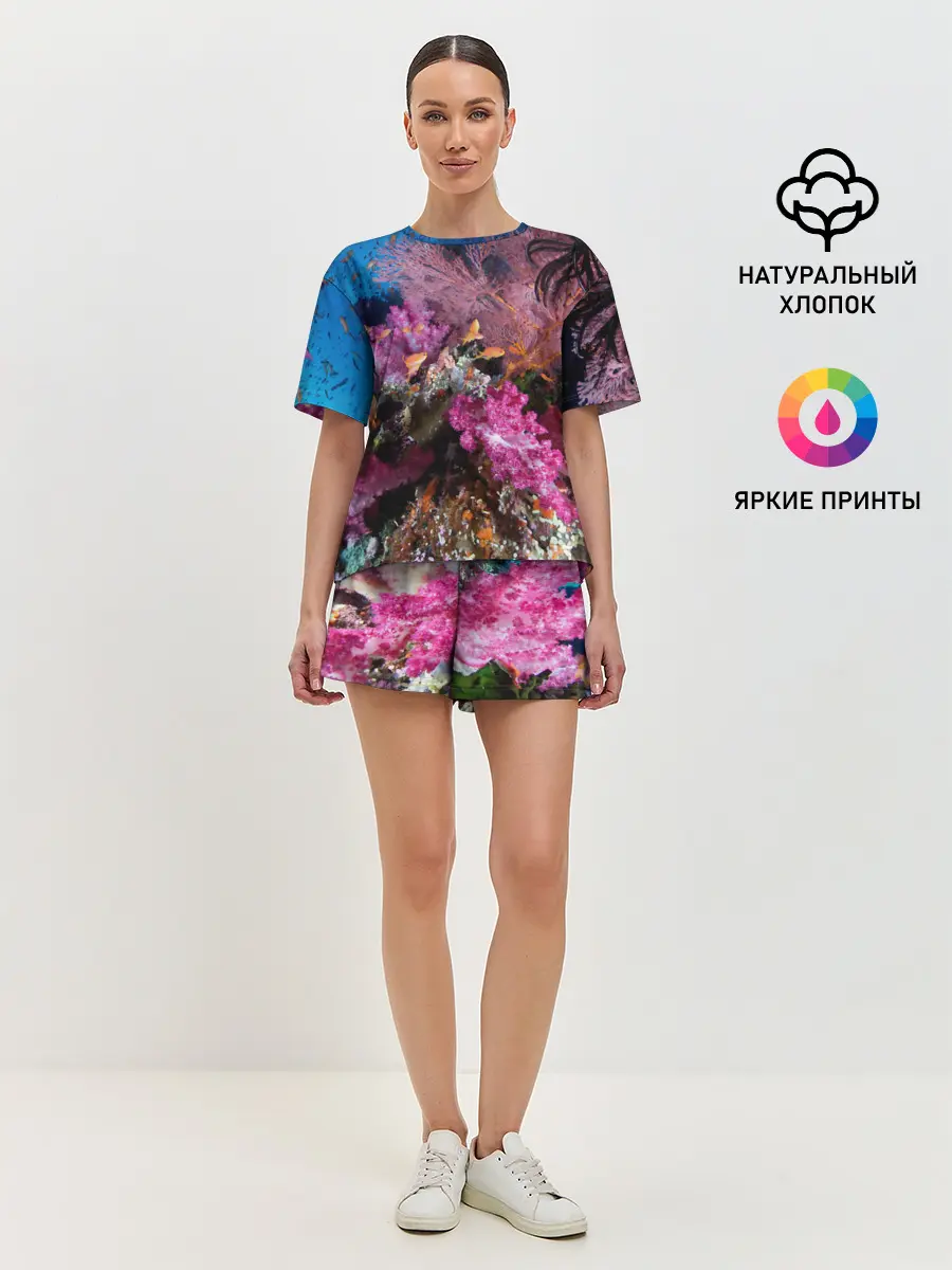 Женская пижама с шортами / Коралловые рыбки