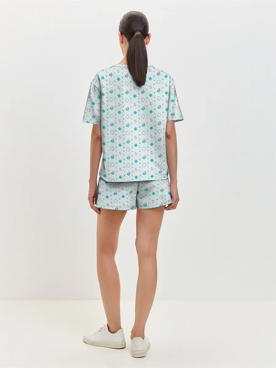 Женская пижама с шортами / Морской узор