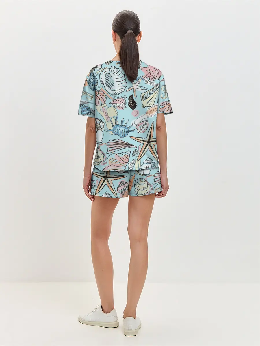 Женская пижама с шортами / Морские обитатели