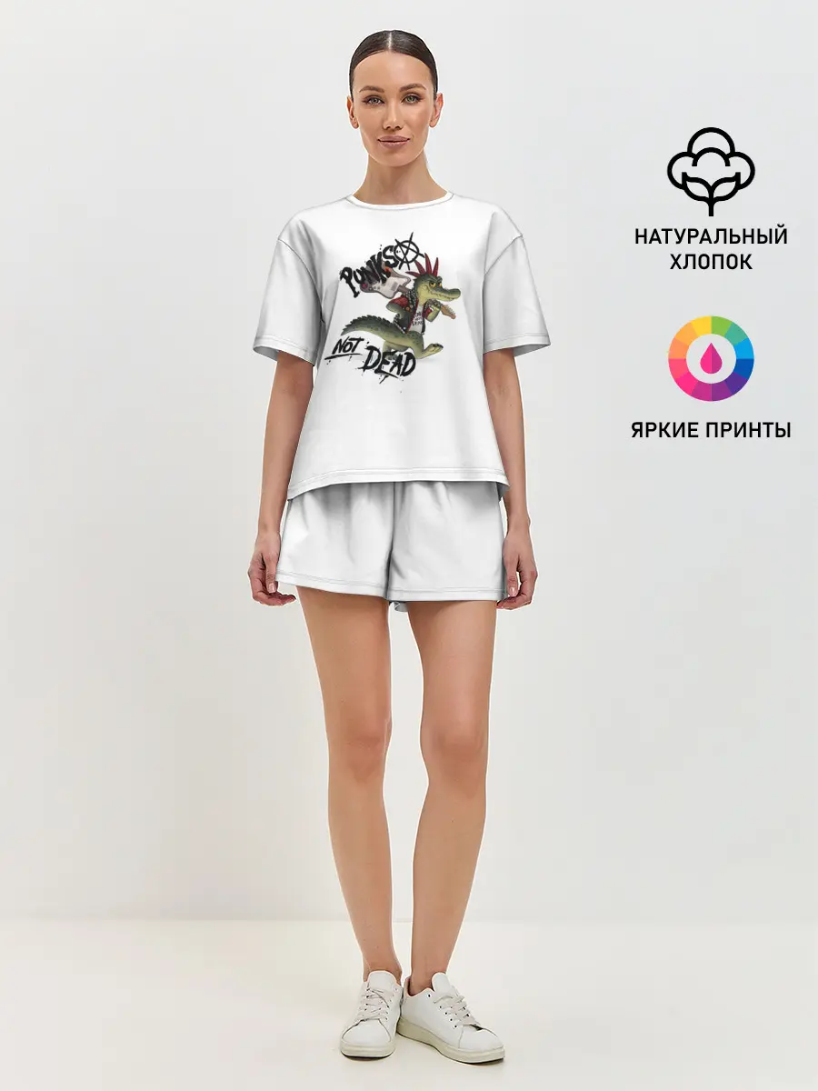 Женская пижама с шортами / Крокодил панк