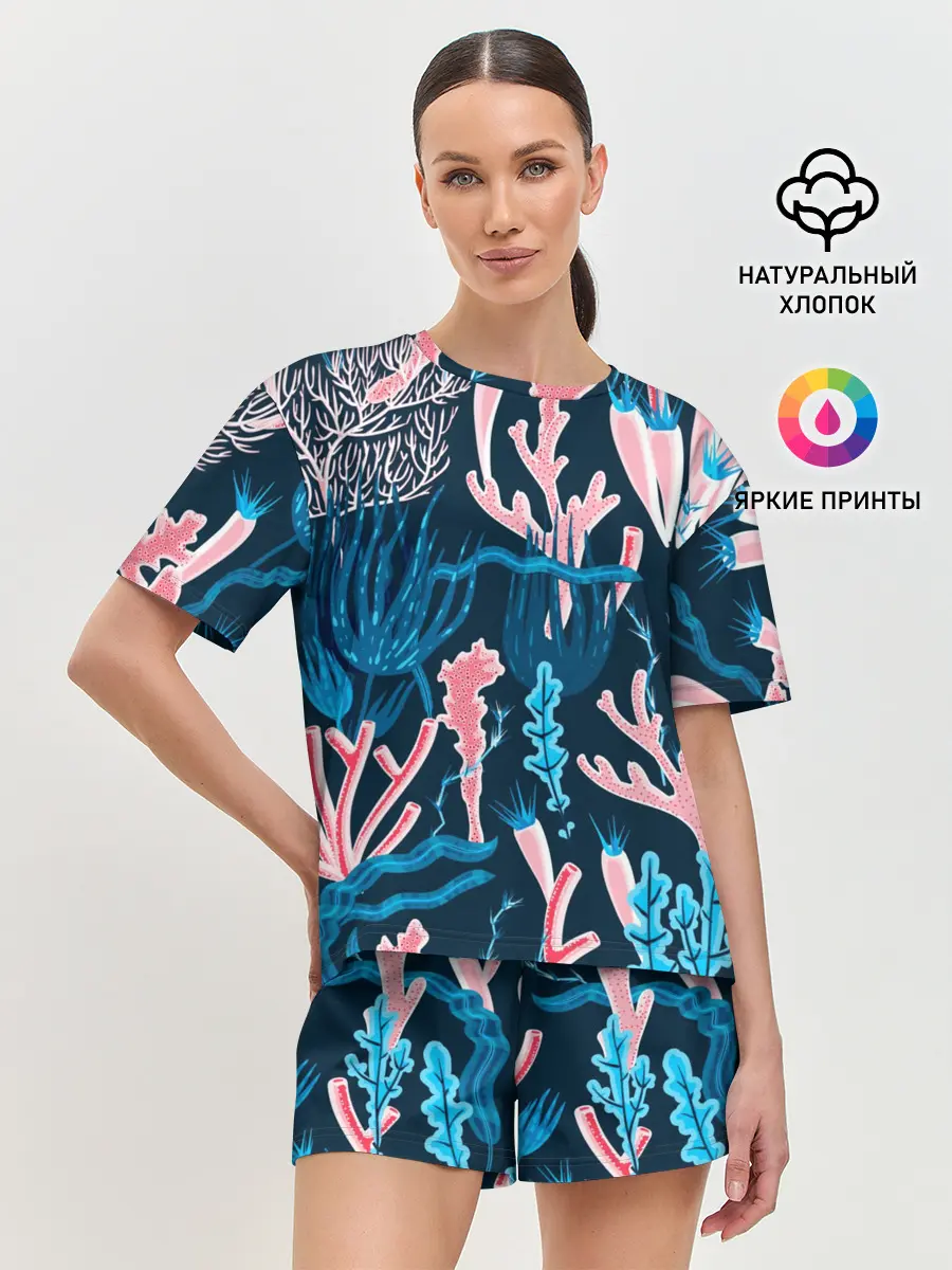 Женская пижама с шортами / Подводный мир