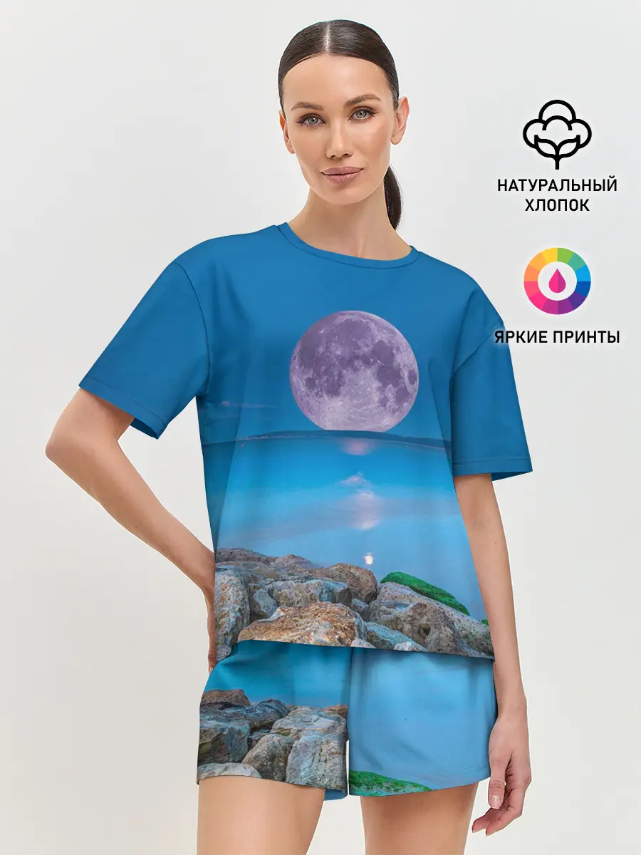 Женская пижама с шортами / Лунный пляж