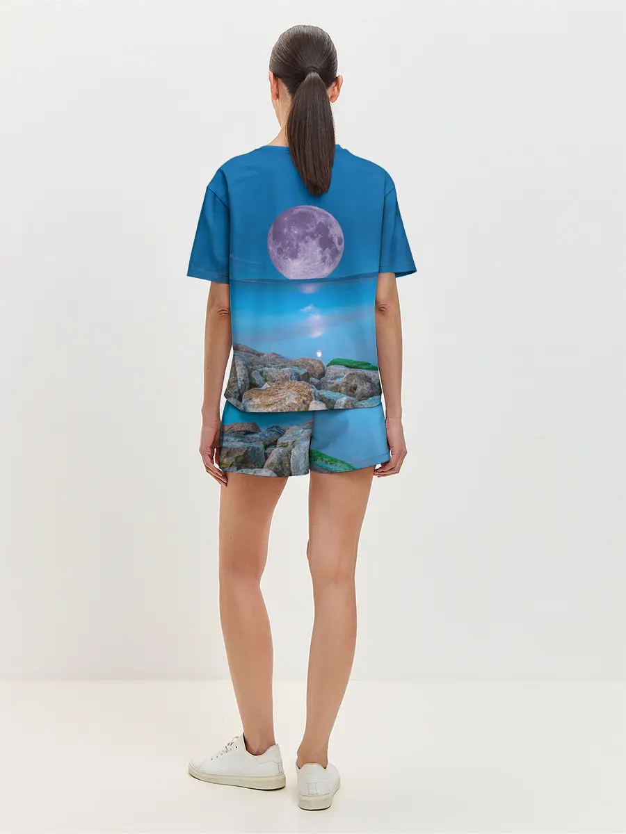 Женская пижама с шортами / Лунный пляж