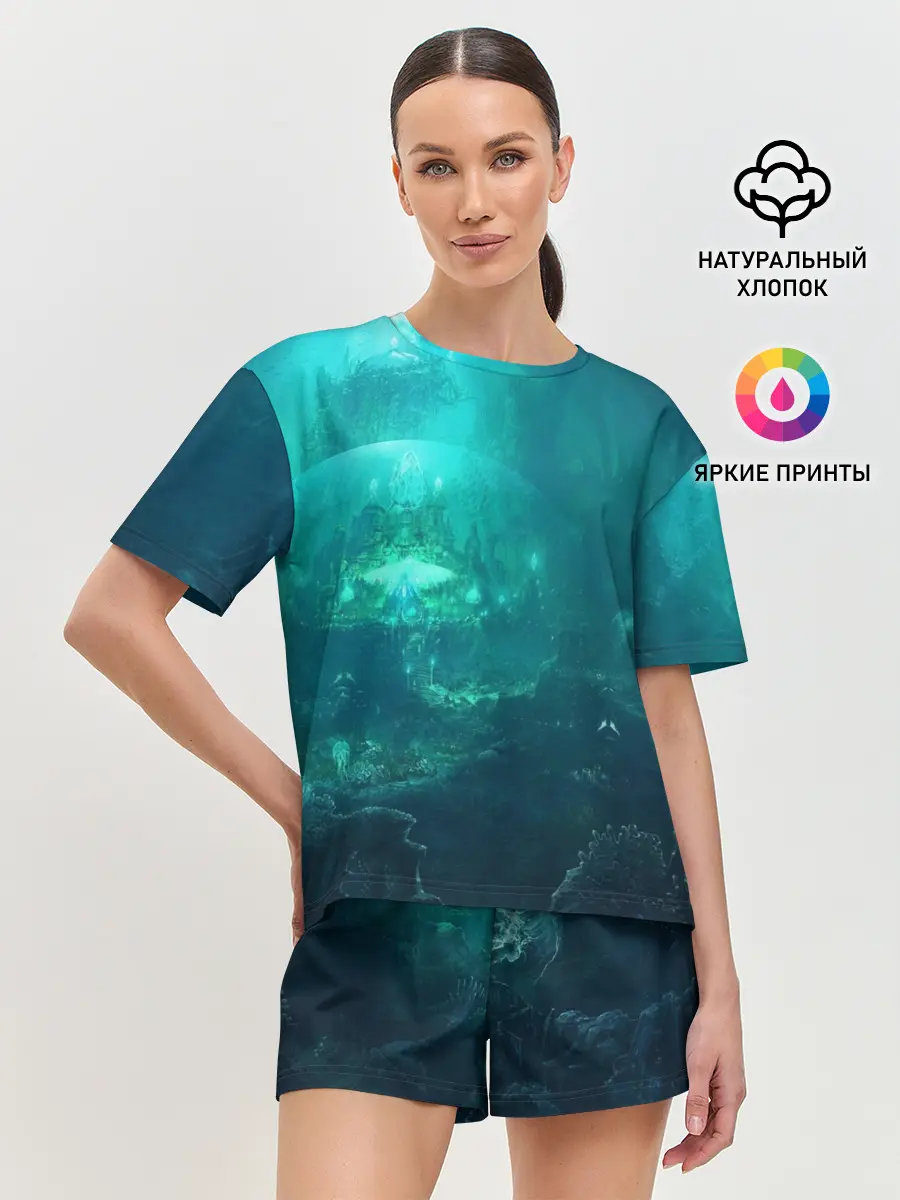 Женская пижама с шортами / Дно морское