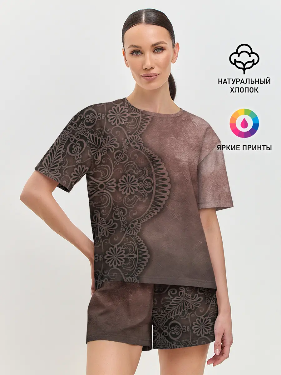 Женская пижама с шортами / Lace, Pattern
