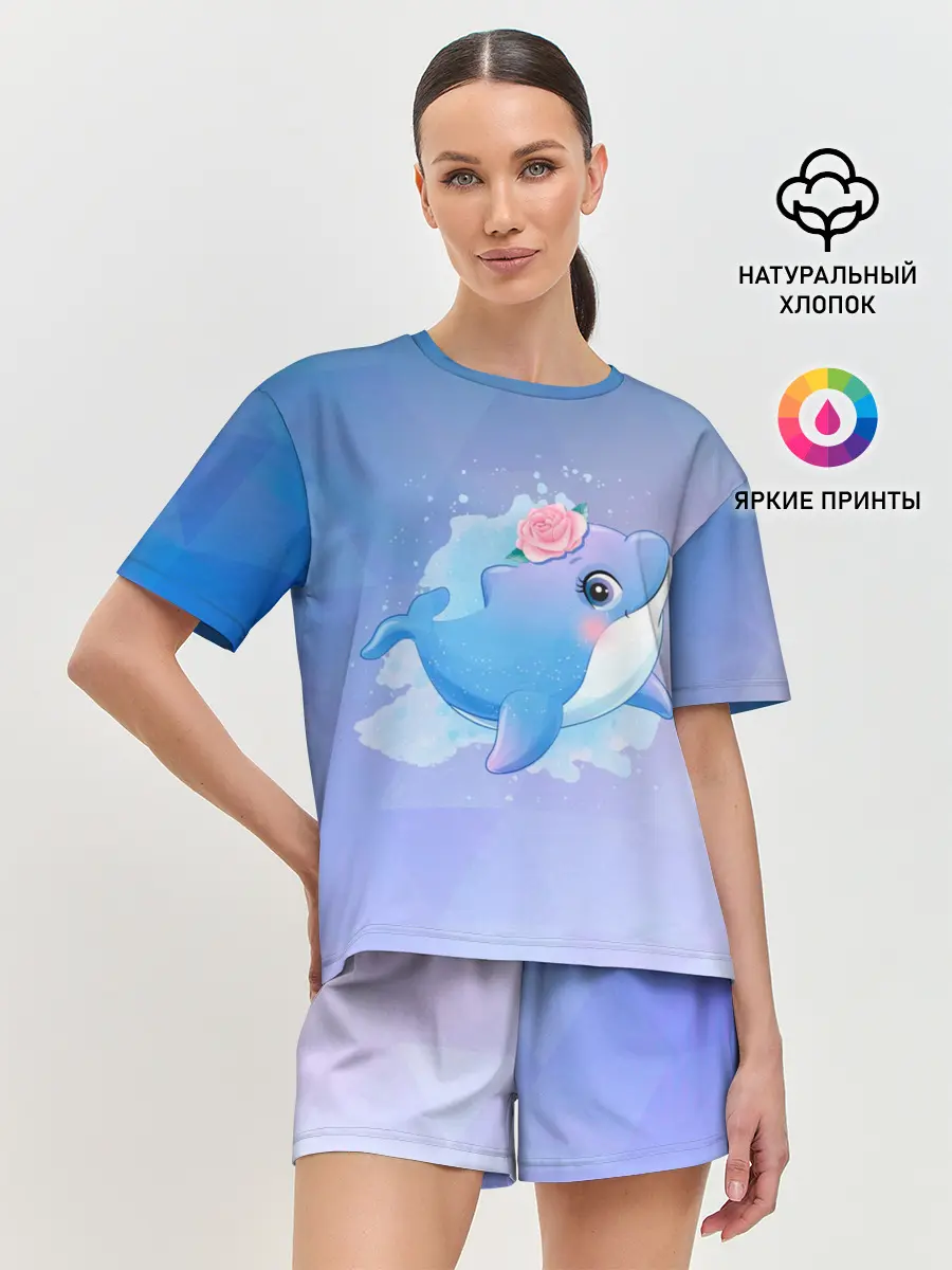 Женская пижама с шортами / Дельфинчик