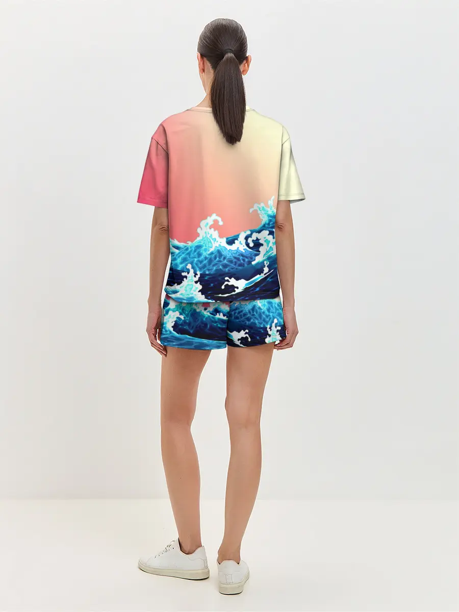 Женская пижама с шортами / Кракен в Море | Градиент