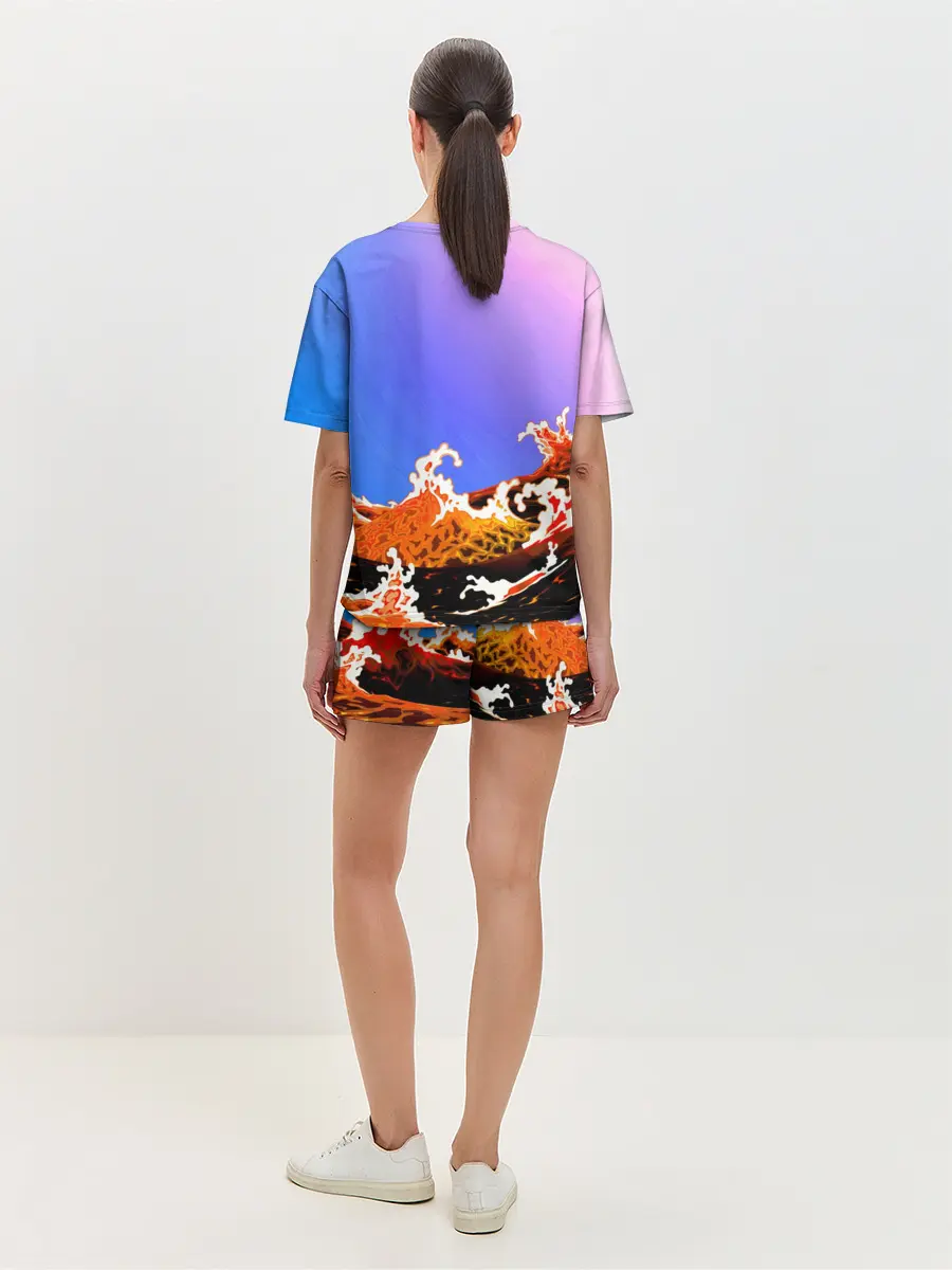 Женская пижама с шортами / Осьминог в Лаве | Градиент