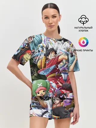 Женская пижама с шортами / One Piece стикербомбинг