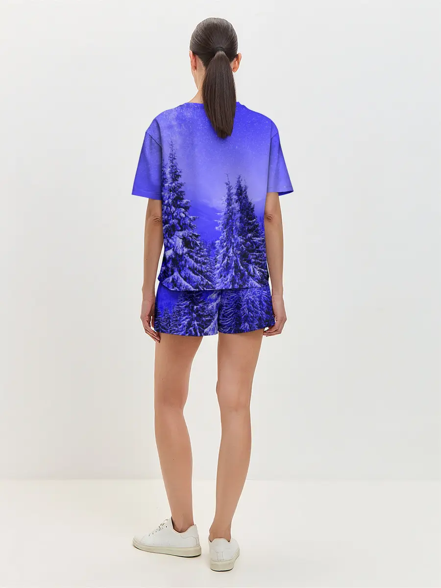 Женская пижама с шортами / Зимний лес