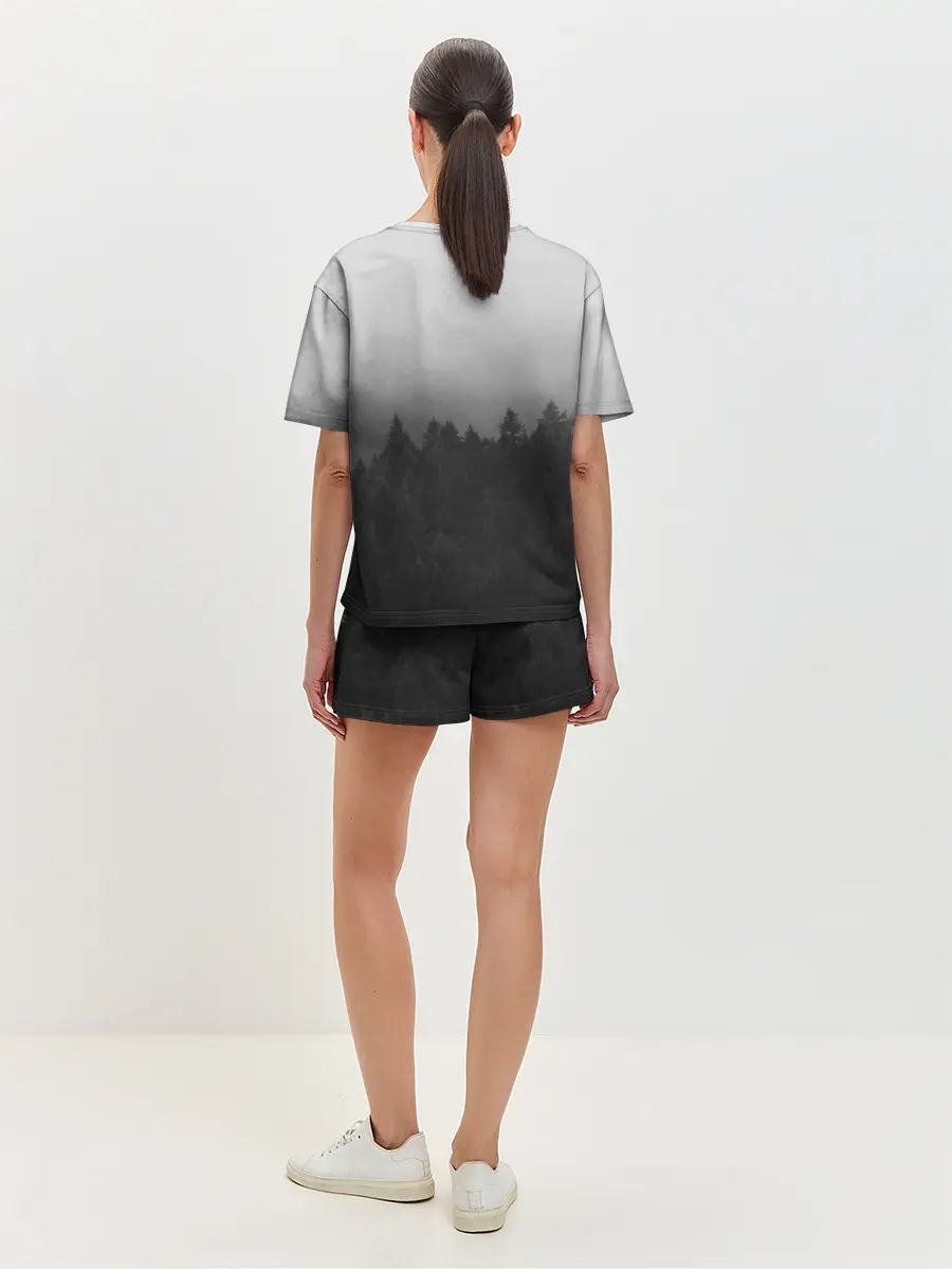 Женская пижама с шортами / Туманный лес