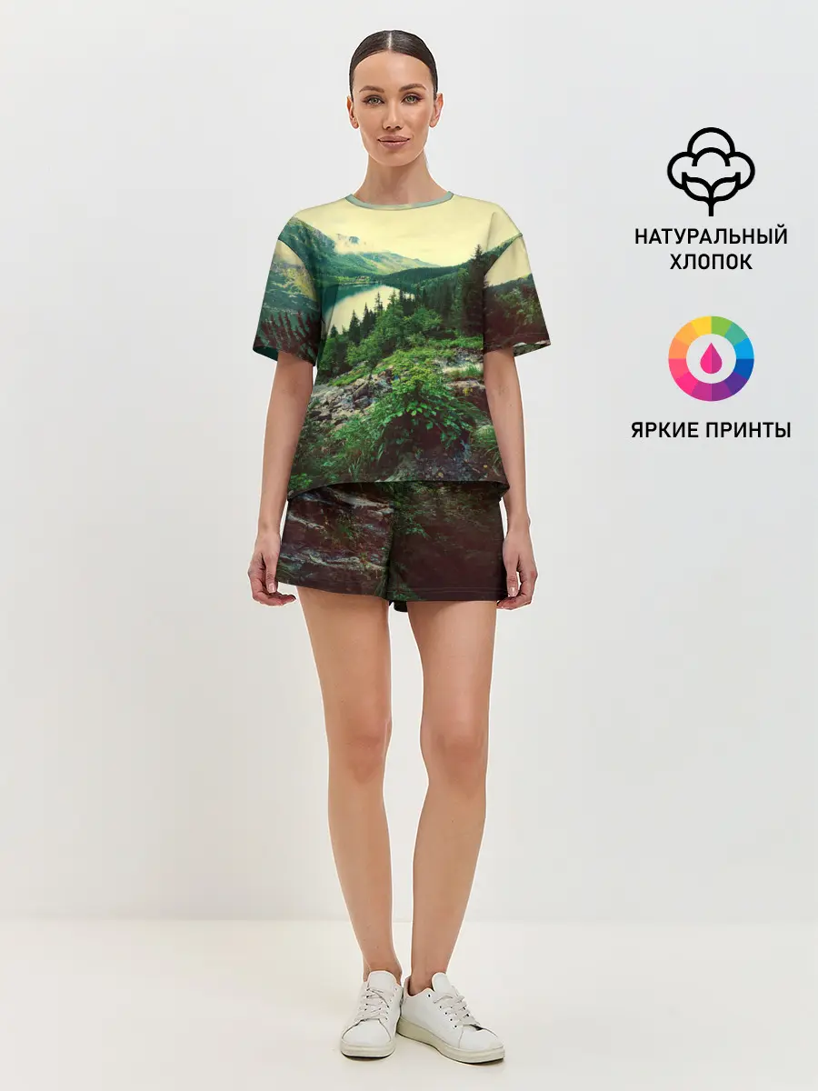 Женская пижама с шортами / Красивый лес