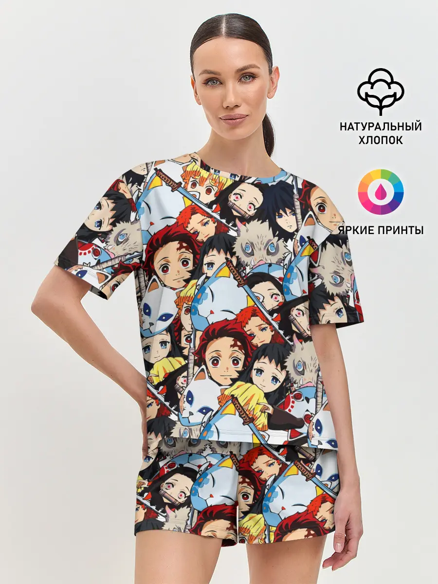 Женская пижама с шортами / КЛИНОК, РАССЕКАЮЩИЙ ДЕМОНОВ