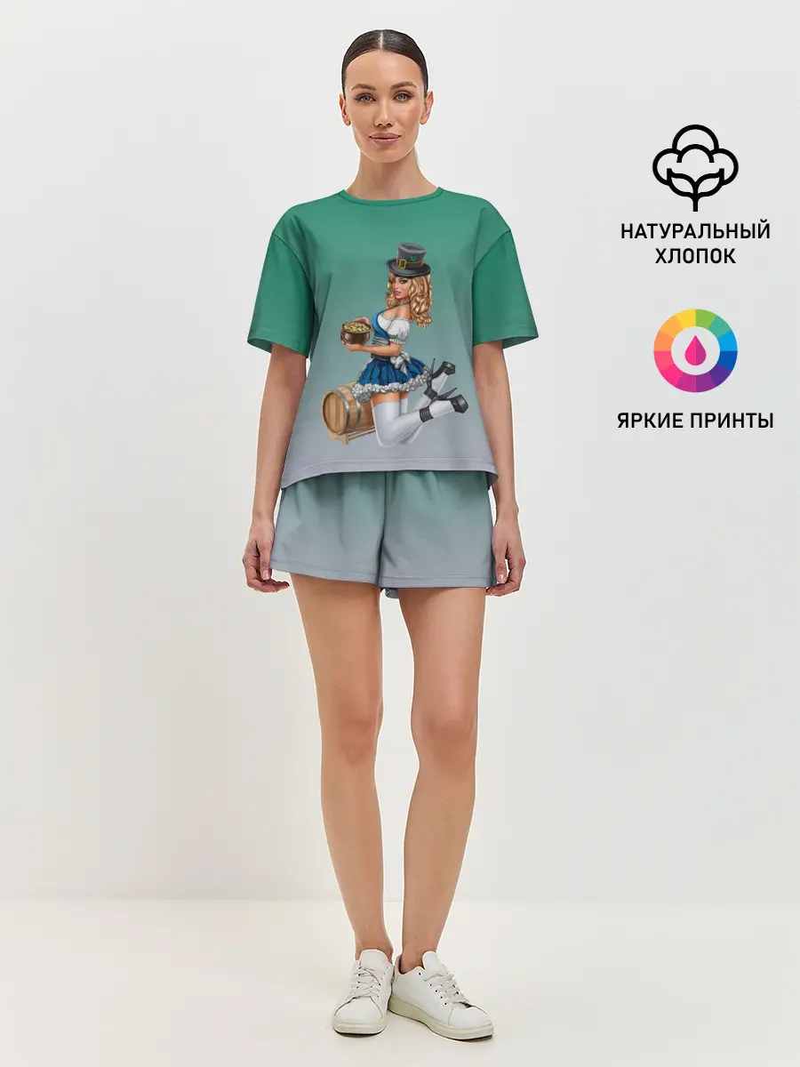 Женская пижама с шортами / официантка горшок золота