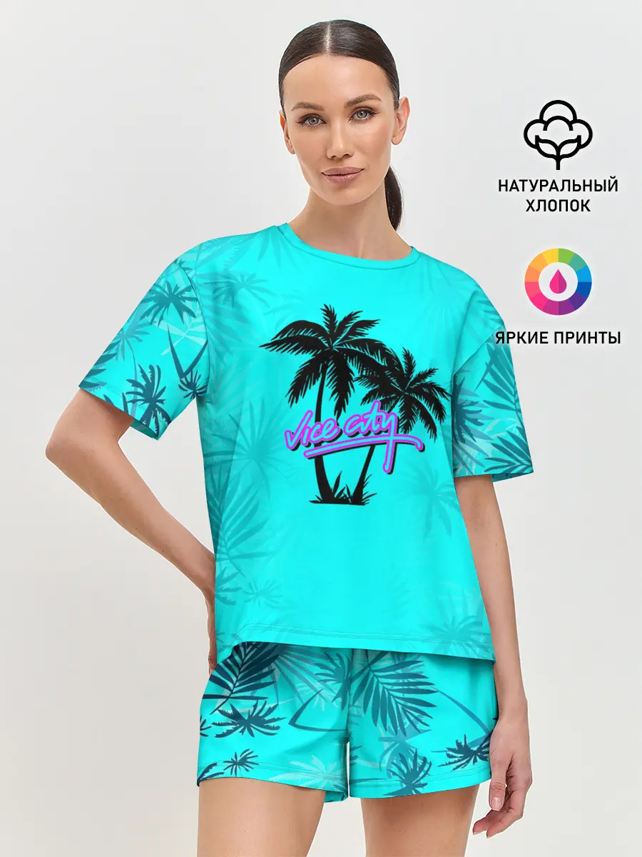 Женская пижама с шортами / GTA Vice City гавайка